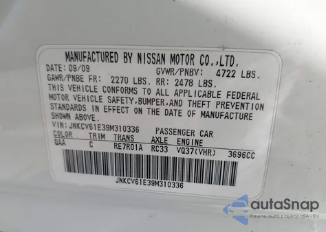 2009 Infiniti G37 Journey z USA, uszkodzony, nr VIN JNKCV61E39M310336